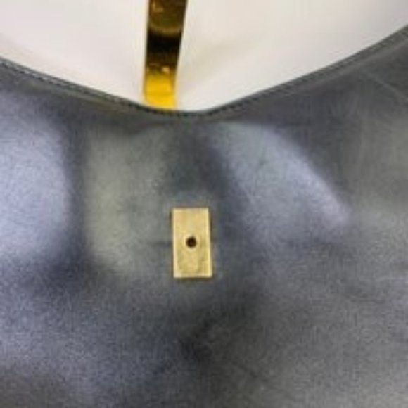 🥳HP🥳Gucci Authentic Gucci Vintage Black Leather Tote Gold Zipper Shoulder Bag - Picture 4 of 13